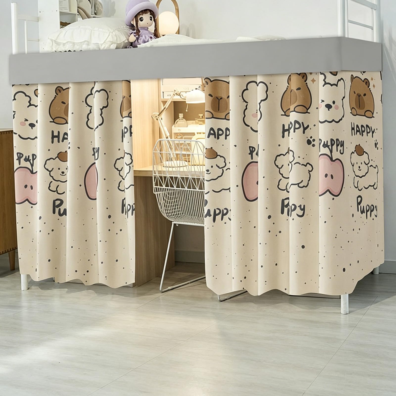 ZZYK Blackout Bottom Bunk Bed Curtains Thickened Dorm Loft Canopy