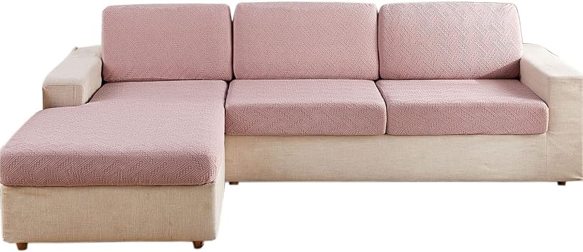 Sectional Sofa Cover, Stretch Sofa Cushion Slipcover, Fitted Backrest Couch Cover, Universal Sofa Protector for Sectional L Shape Corner Sofa with Chaise