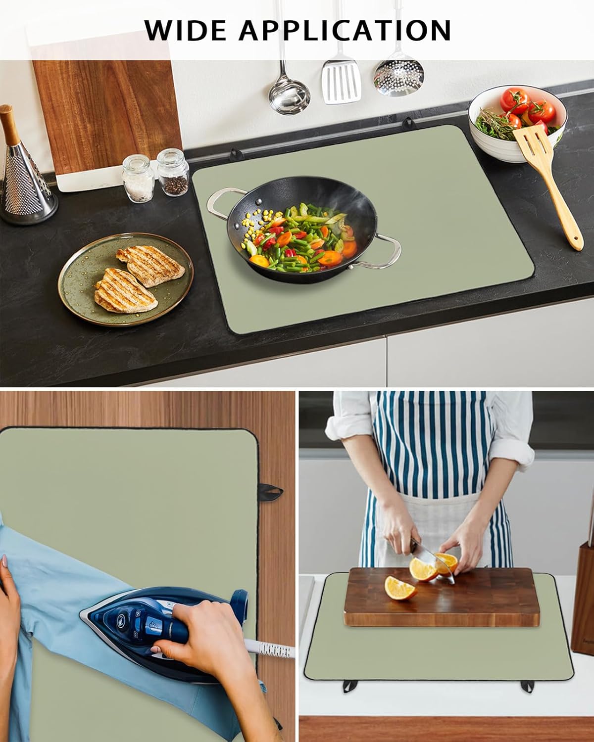 Stove Cover for Electric Stove, Soild Color Sage Green Stove Top Cover for Glass Top, Heat Resistant Rubber Mat Foldable Cooktop Cover Top Protector, 28.5"x20.5"