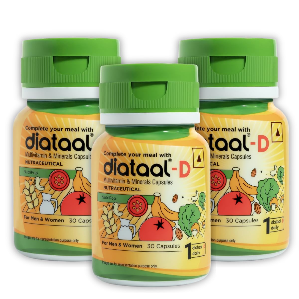 Diataal-D Multivitamin with added vit. D & ALA | Sustained Energy I Strong Bones I Immunity I Heart Health | Health, Fitness & Wellness Supplement | 30 Capsules | For Men and Women (Pack of 3)-image-11