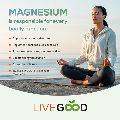 Miniatura 2 de LiveGood Complejo de ultra magnesio, glicinato de magnesio orgánico y gluconato para recuperación muscular, apoyo y alivio nervioso, suplemento de