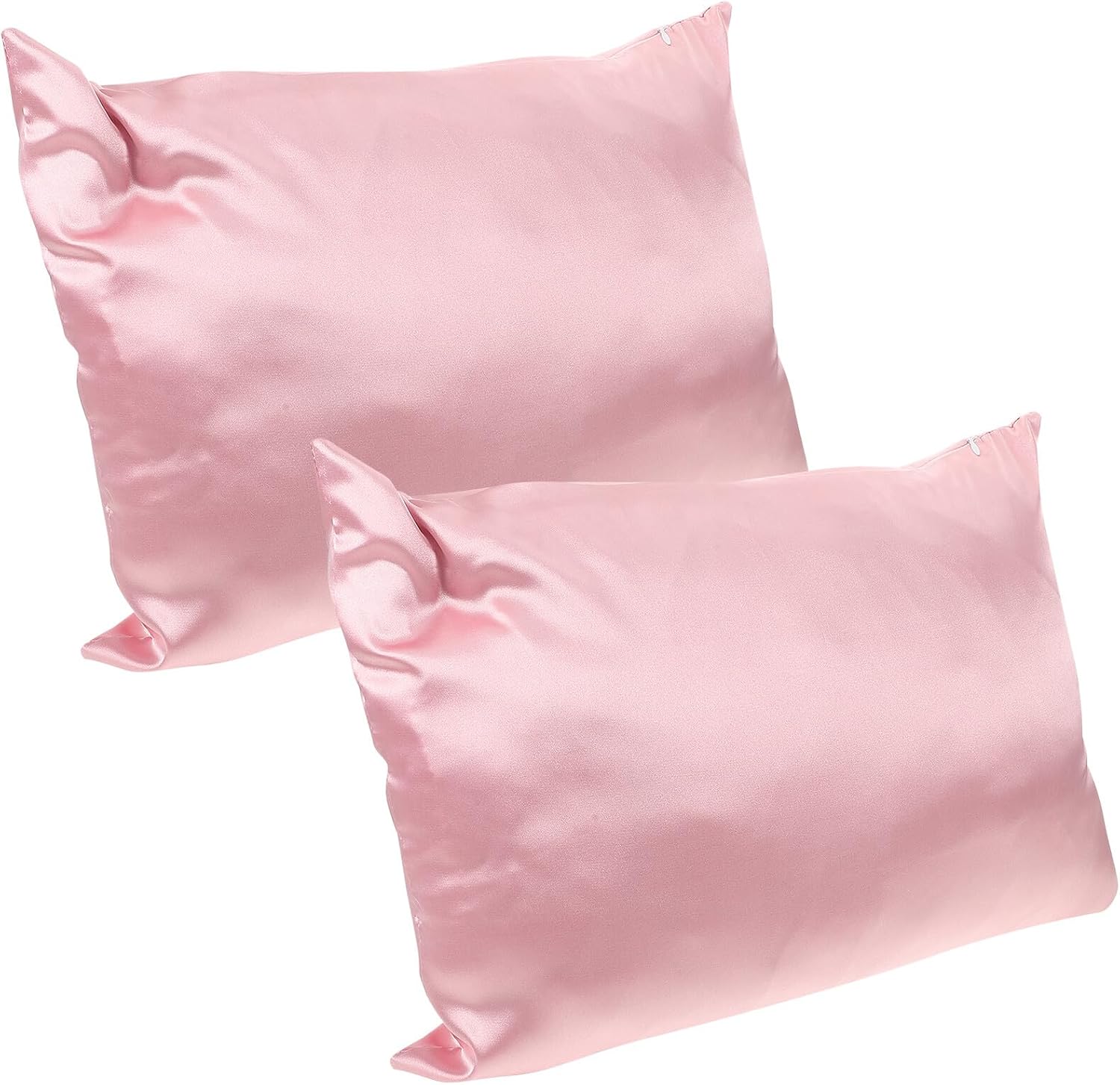 2pcs Kids Satin Pillowcase with Zipper Closure, Pink
