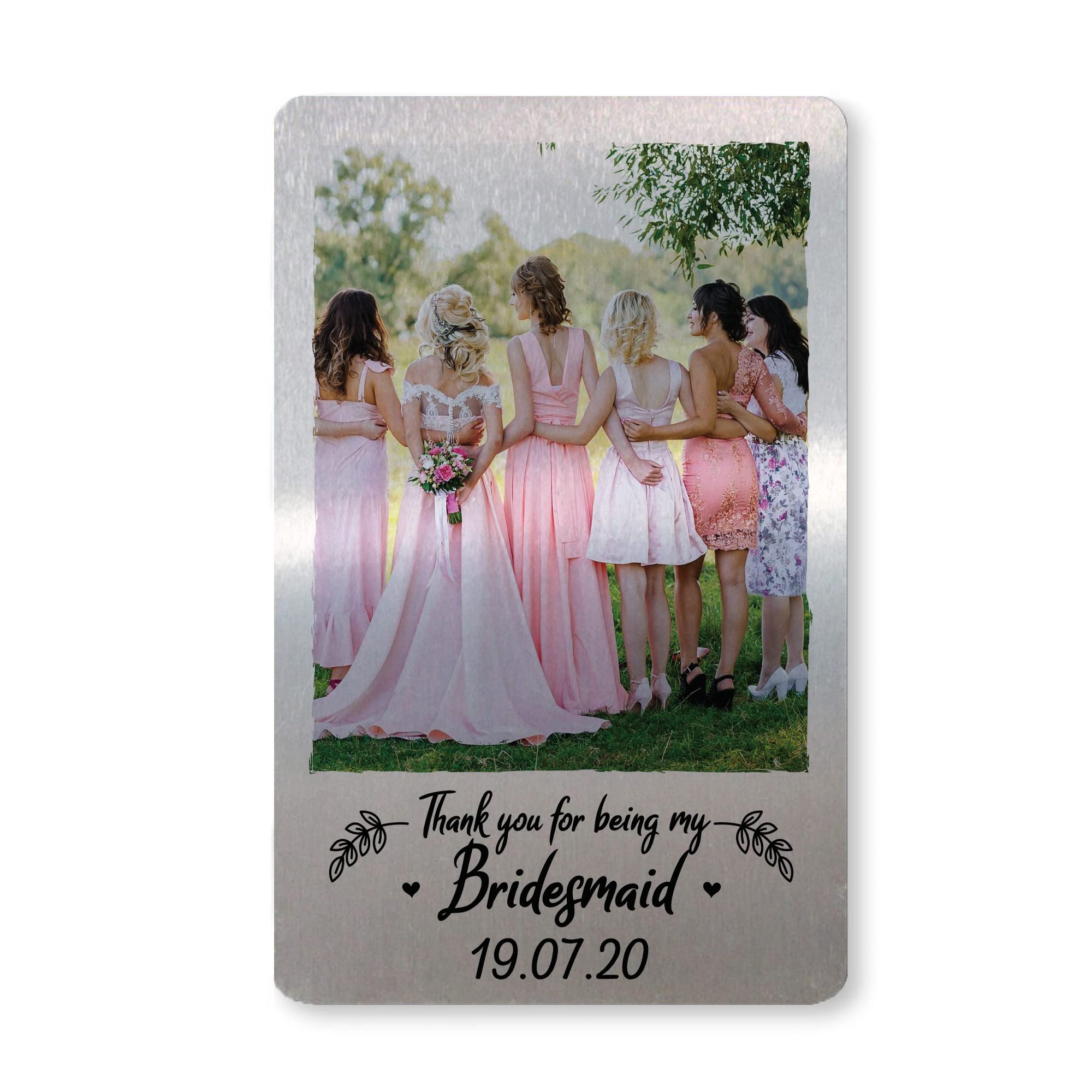 RED OCEAN Personalised Wedding Favour Thank You Gift For Bridesmaid Metal Photo Card Keepsake