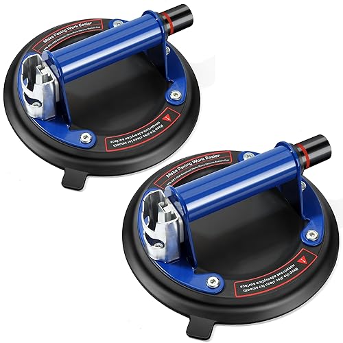 Miniatura 2 de Paquete de 2 ventosas de vidrio, ventosas de vidrio al vacío de 8 pulgadas con mango de metal para levantar vidrio grande, elevador de panel de mano