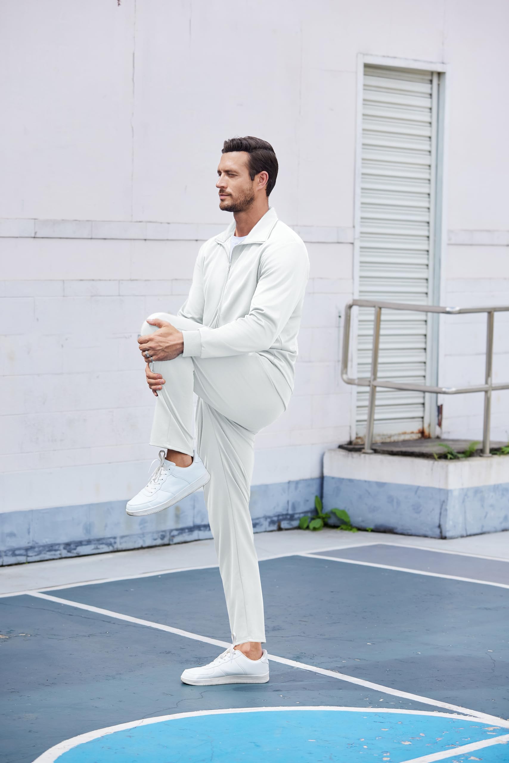 COOFANDY Tuta da uomo in 2 pezzi, stile casual, con cerniera intera, per jogging, atletica