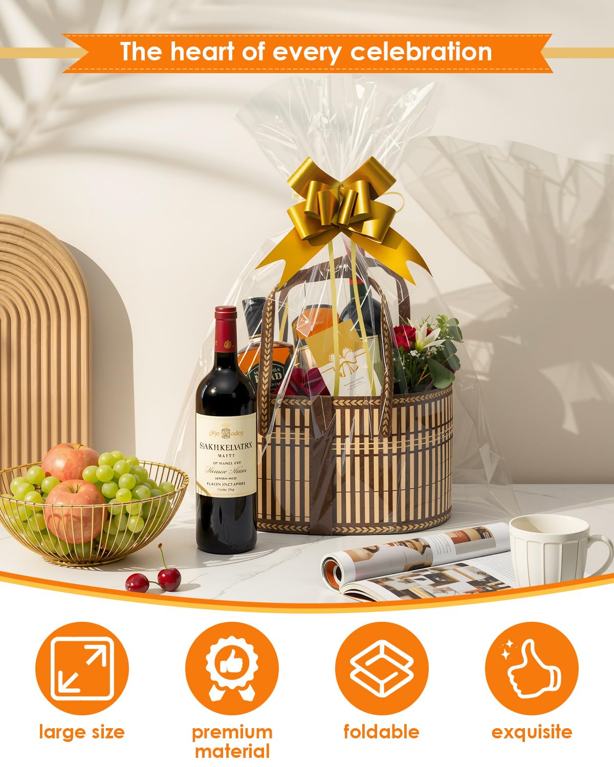 HAYVAN Set di 6 cesti regalo in bambù vuoti con manici