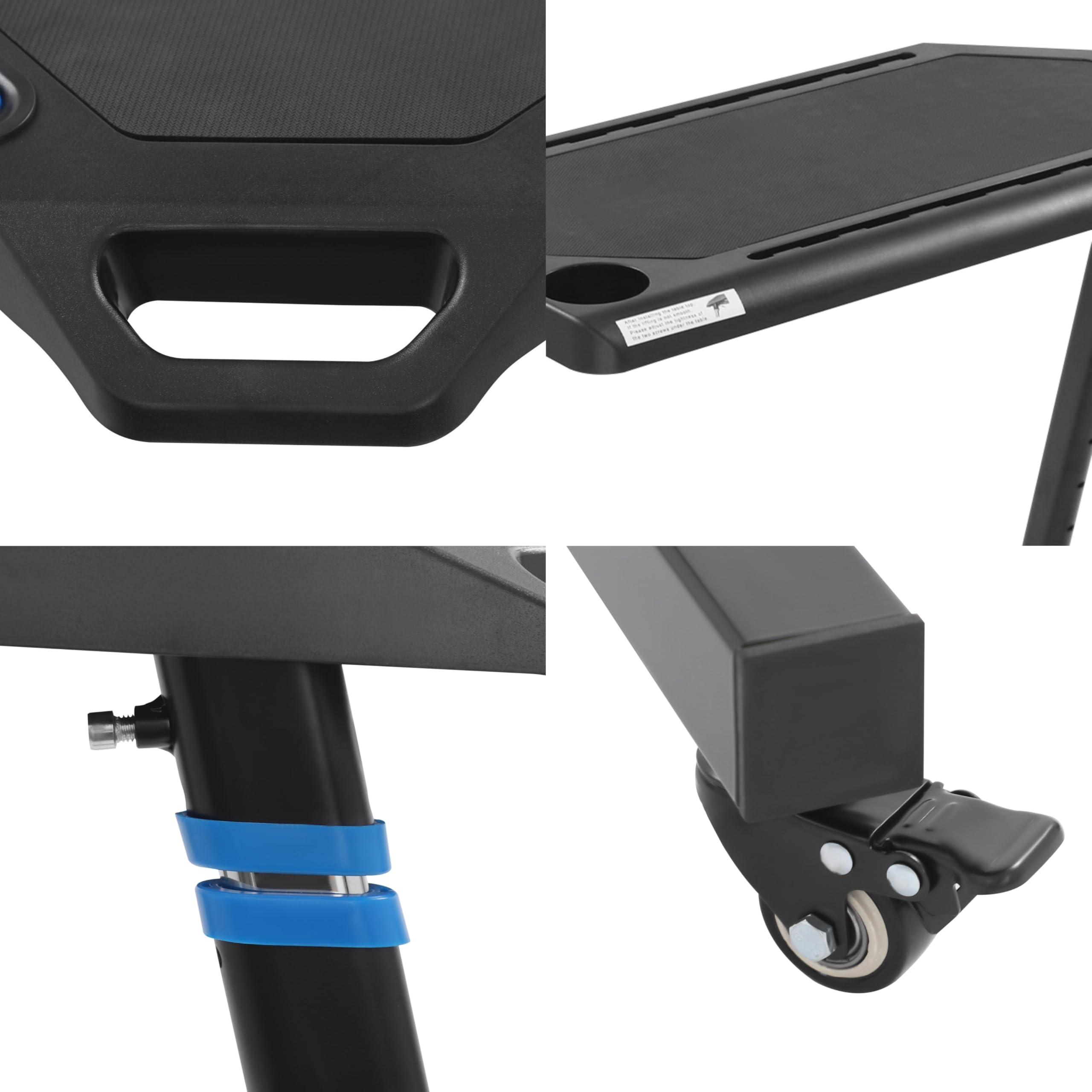 Bureau pour vélo et ordinateur avec roues d’entraînement, 82–120 cm Hauteur réglable, tapis de marche, bureau tapis roulant, tapis roulant debout, vélo d’entraînement, table de fitness