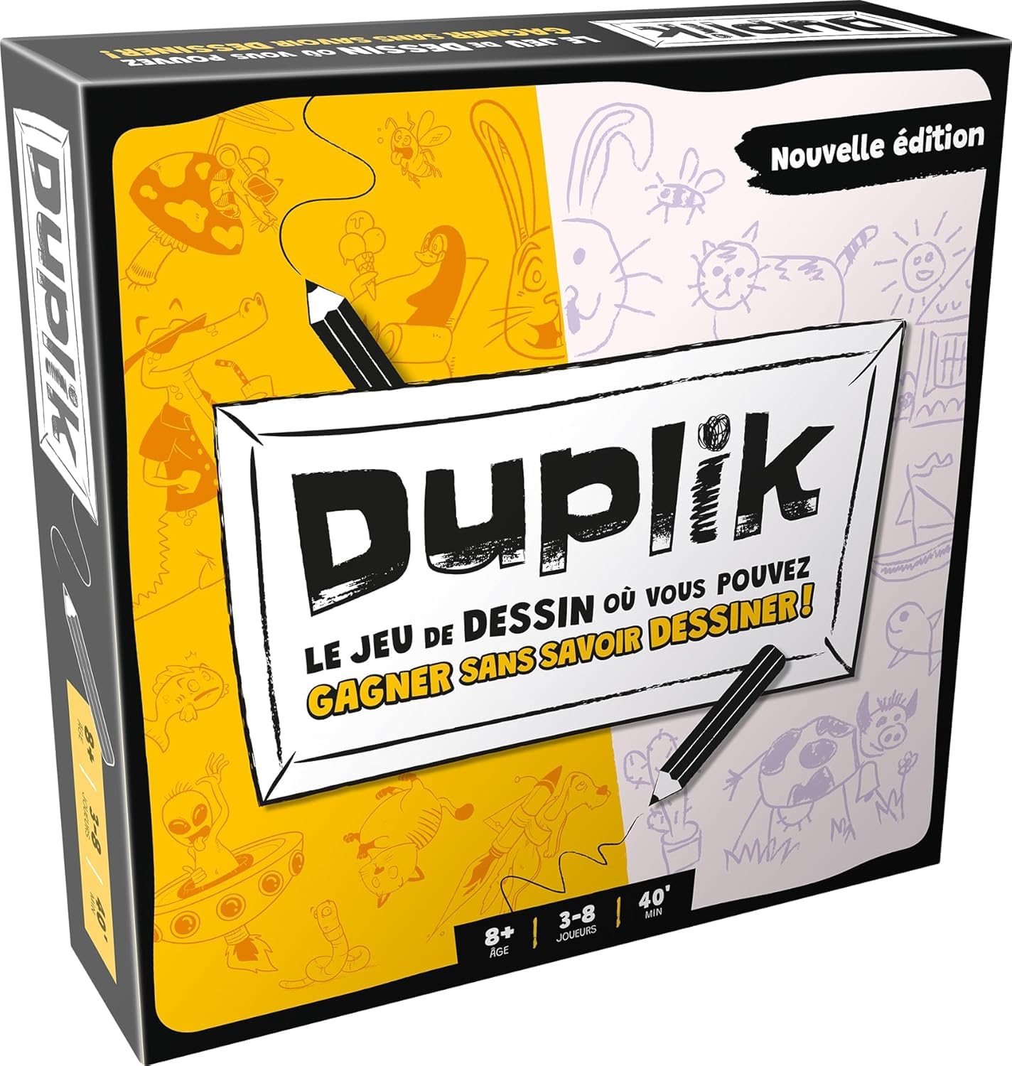Asmodee - DUPLIK Big Box - Jeu de Dessins pour Enfants dès 8 Ans, Jeu de Société et d'Ambiance Famille Amusant pour Les Nuls en Dessin, 3 à 10 Joueurs, 45 Mi, Version Française