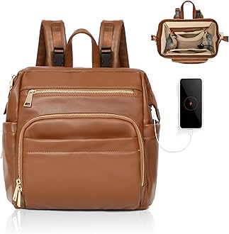 Small Diaper Bag Mini Diaper Bag Backpack Leather Diaper Bag With 12 Pockets Baby Travel Bag,2 Insulated Pockets,USB Charging Port,Stroller Straps,Brown