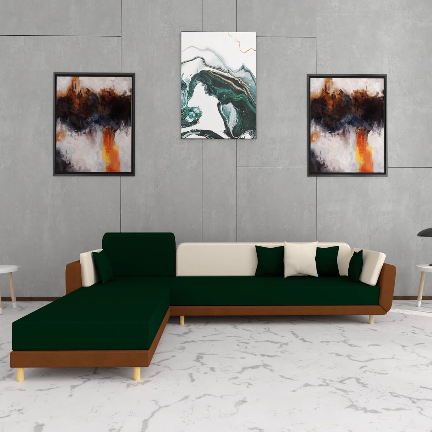 The Mint club Furnitures Sofa (LHS 3 Seater Sectional, Green) Amazon