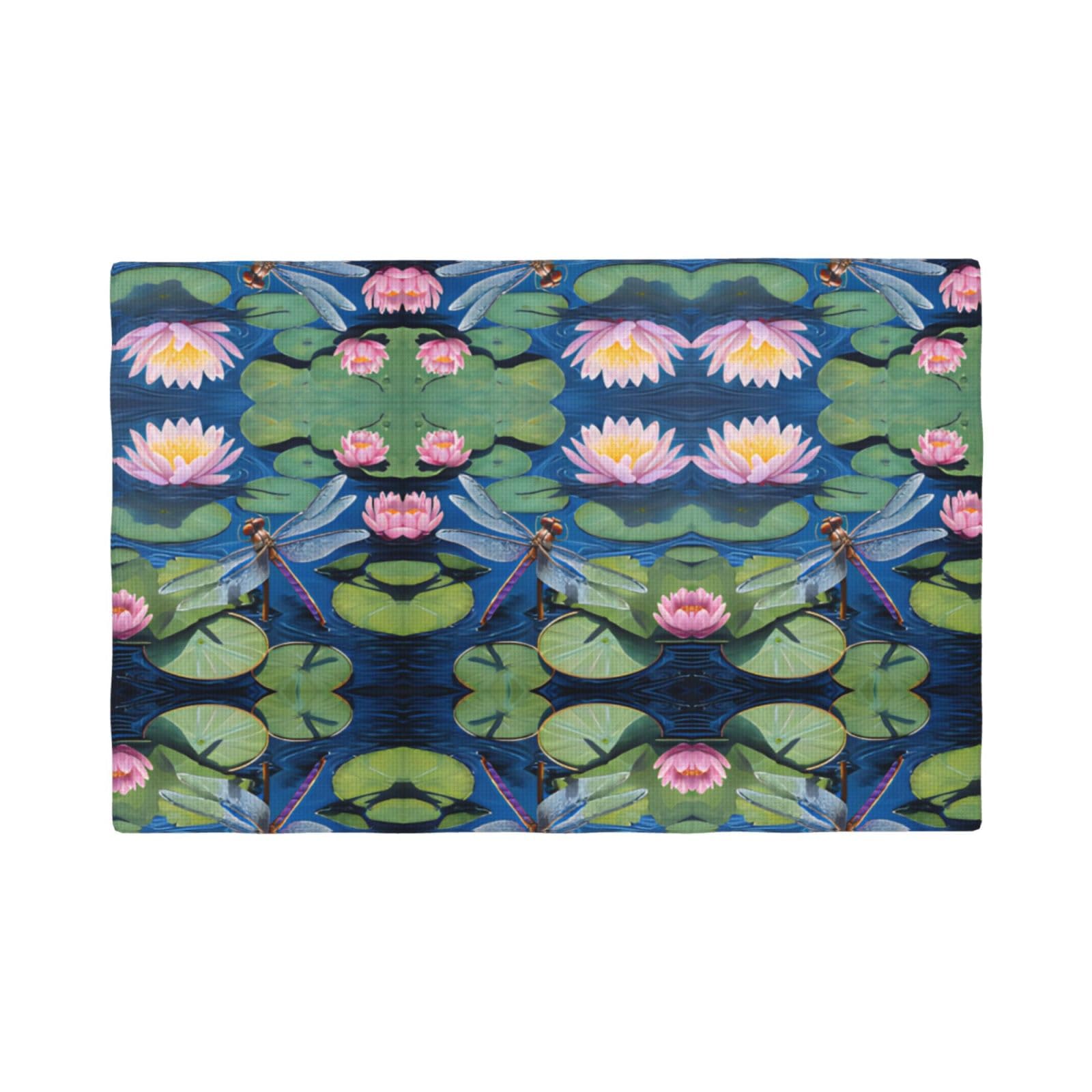 Dragonfly Painting Imitation Linen Placemat â€“ Elegant Double-Sided Printed Table Mat for Home, Dining, Weddings