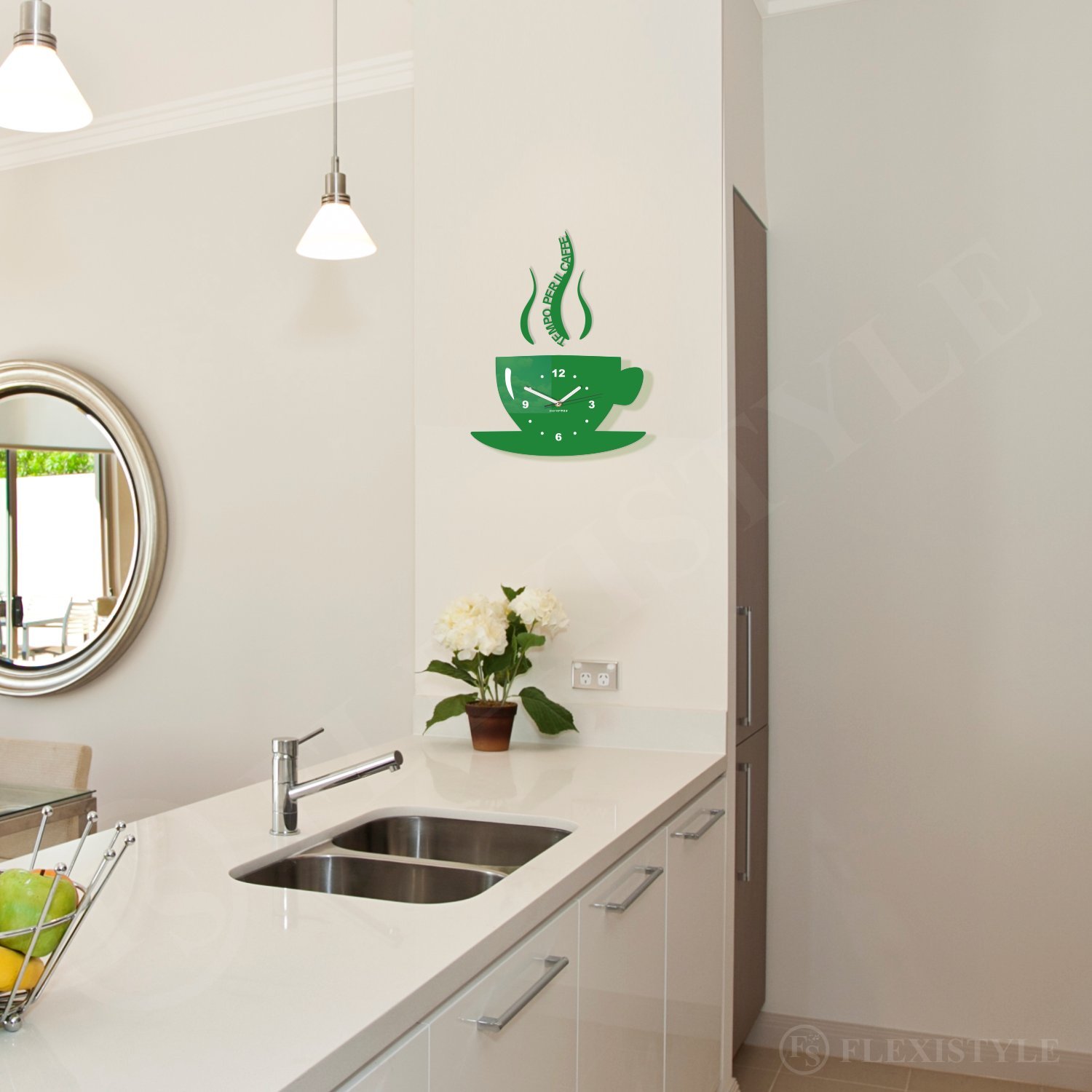 Orologio Da Parete DEKORI Con Pendolo - Design Tazza Caffè, Prodotto In Italia, Movimento Silenzioso - Foto 9