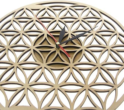 Miniatura 3 de The Geeky Days Flower of Life Intersect Rings Reloj de pared de madera geométrica geometría sagrada Reloj decorativo Reloj de inauguración de la