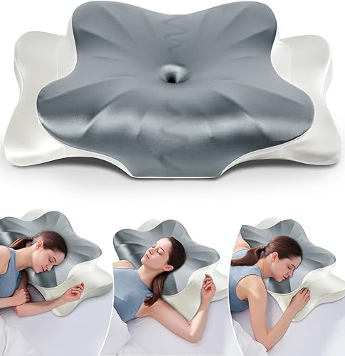 Miniatura 21 de DONAMA - Almohada cervical para cuello y hombro, almohada de espuma viscoelástica con contorno, almohada ergonómica para el cuello con funda