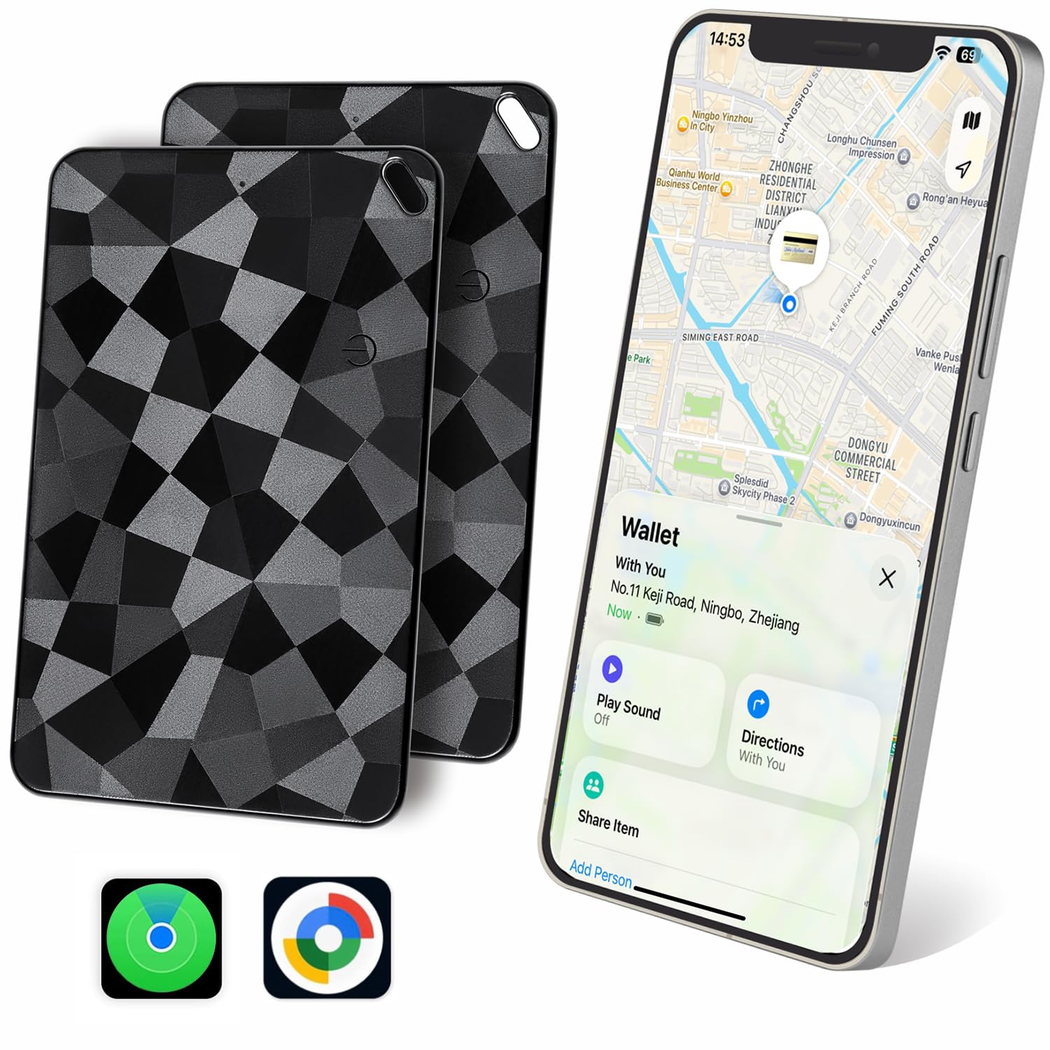 Bestray Tracker Karte Android & iOS – Slim Wallet Tracker Card kompatibel mit Apple Find My & Google Find Hub, Smart Finder Tag für Geldbörse, Portemonnaie & Passport