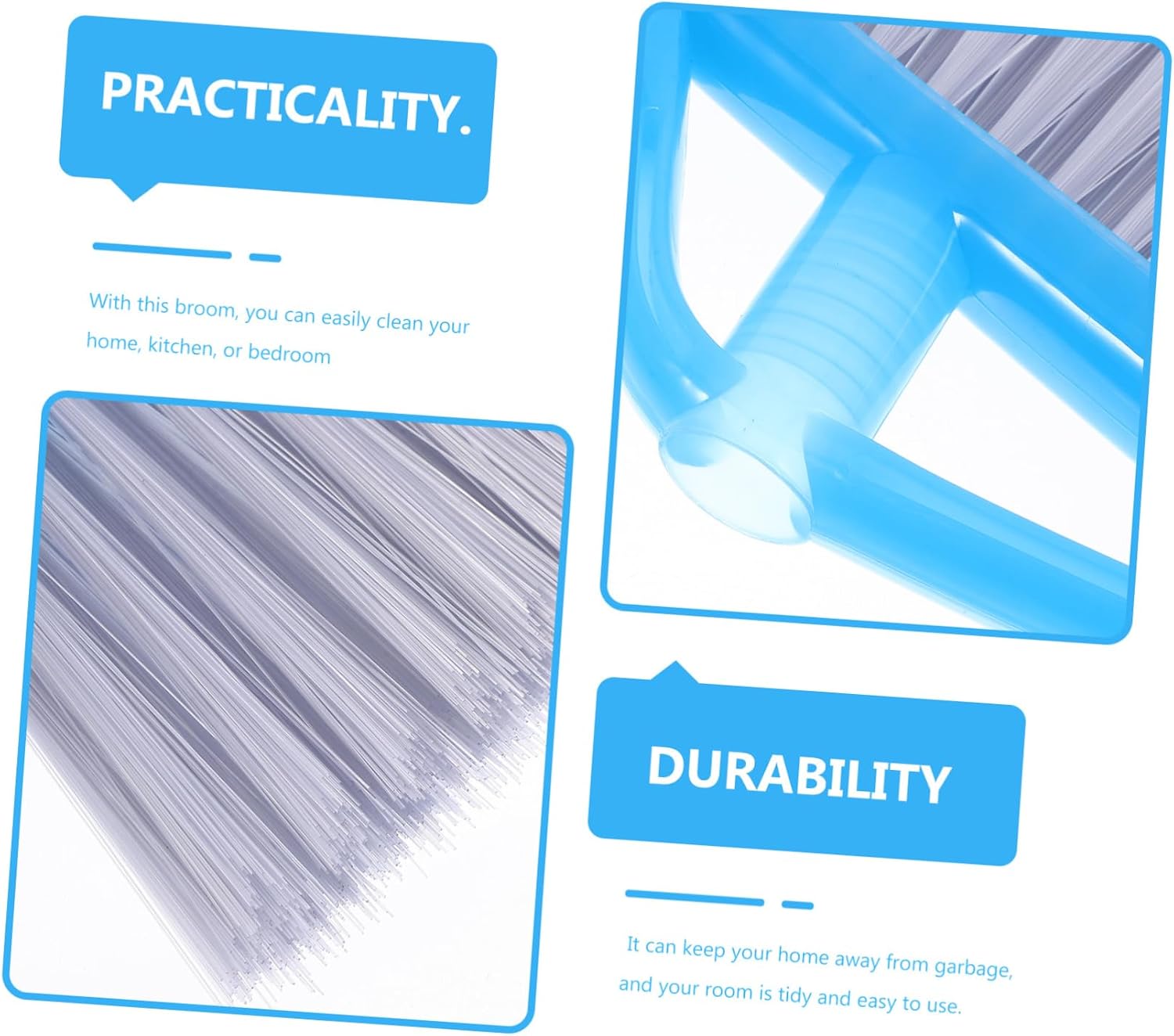 PRETYZOOM Push Broom Head Replacement Blue Soft Bristle Head for Household Cleaning for Indoor Outdoor Use Easy Detachable Design for Effortless Maintenance Floors Kitchens