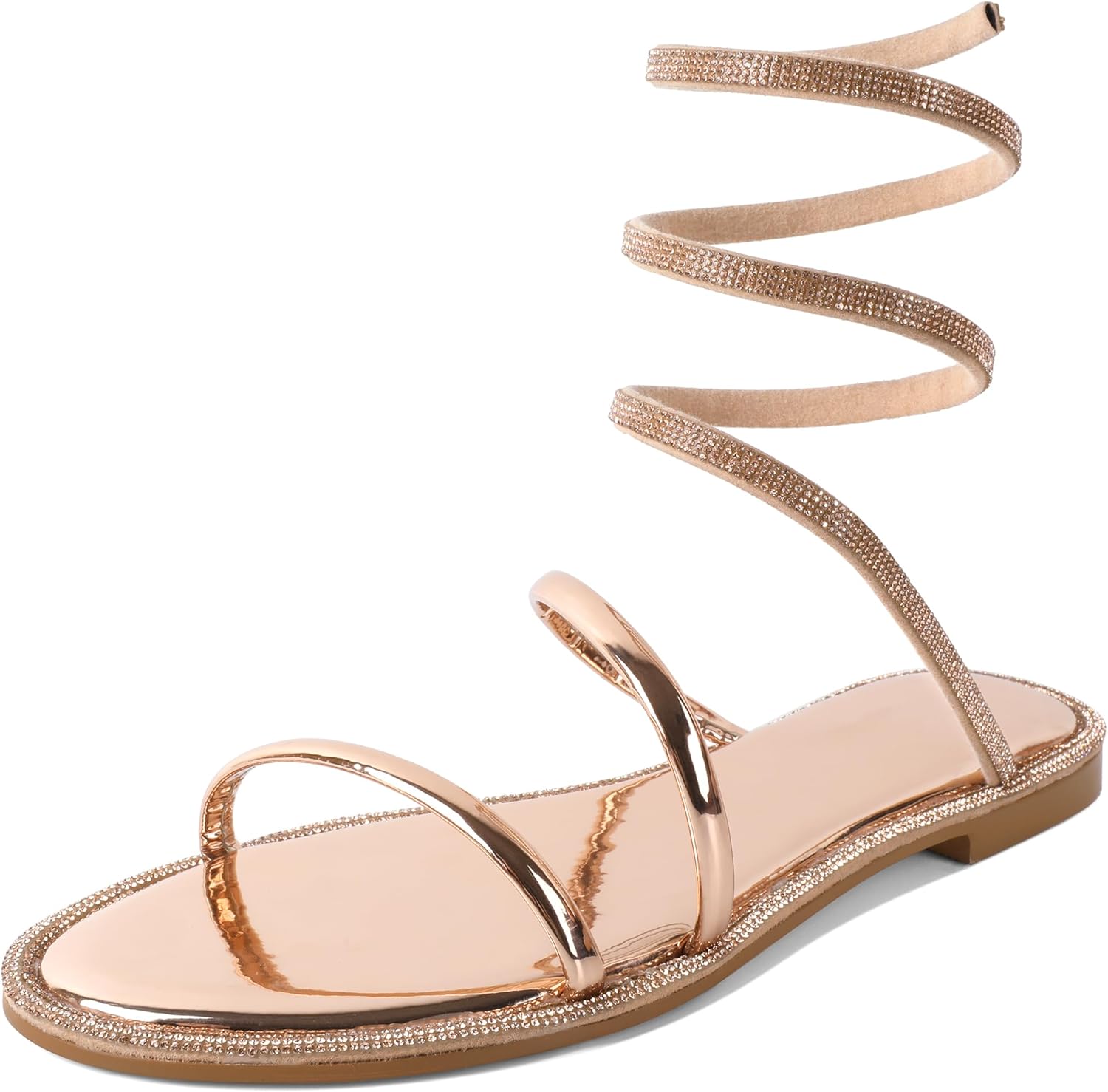 Zamikoo Women Flat Heels - Rhinestone Wrap Around