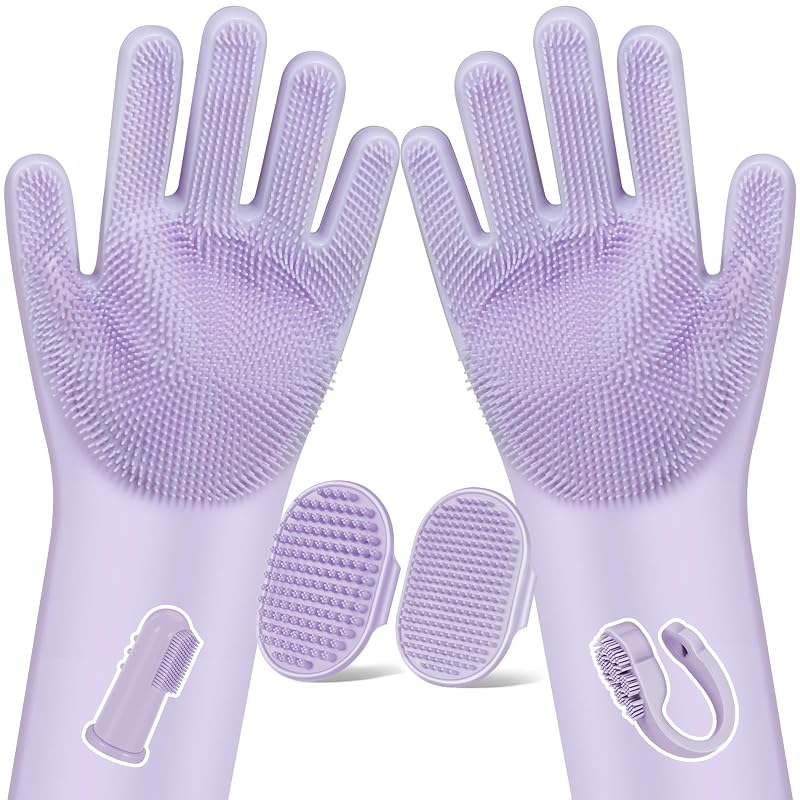 Kit de higiene e banho para cães em silicone Augwind, 6 peças, C-Purple