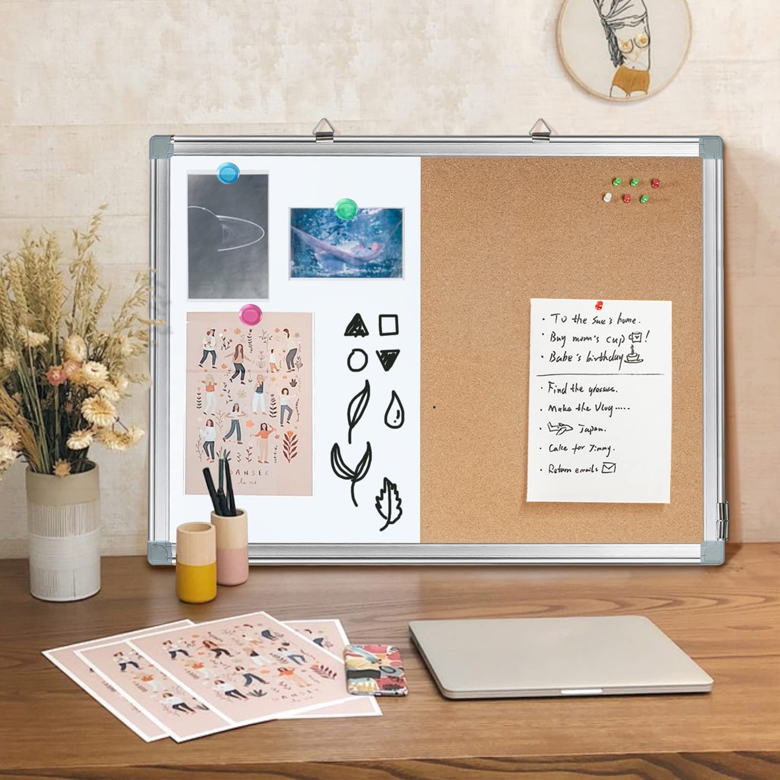 Cork Board White Board Combo, 24 x 18 Combo Dry Erase Board