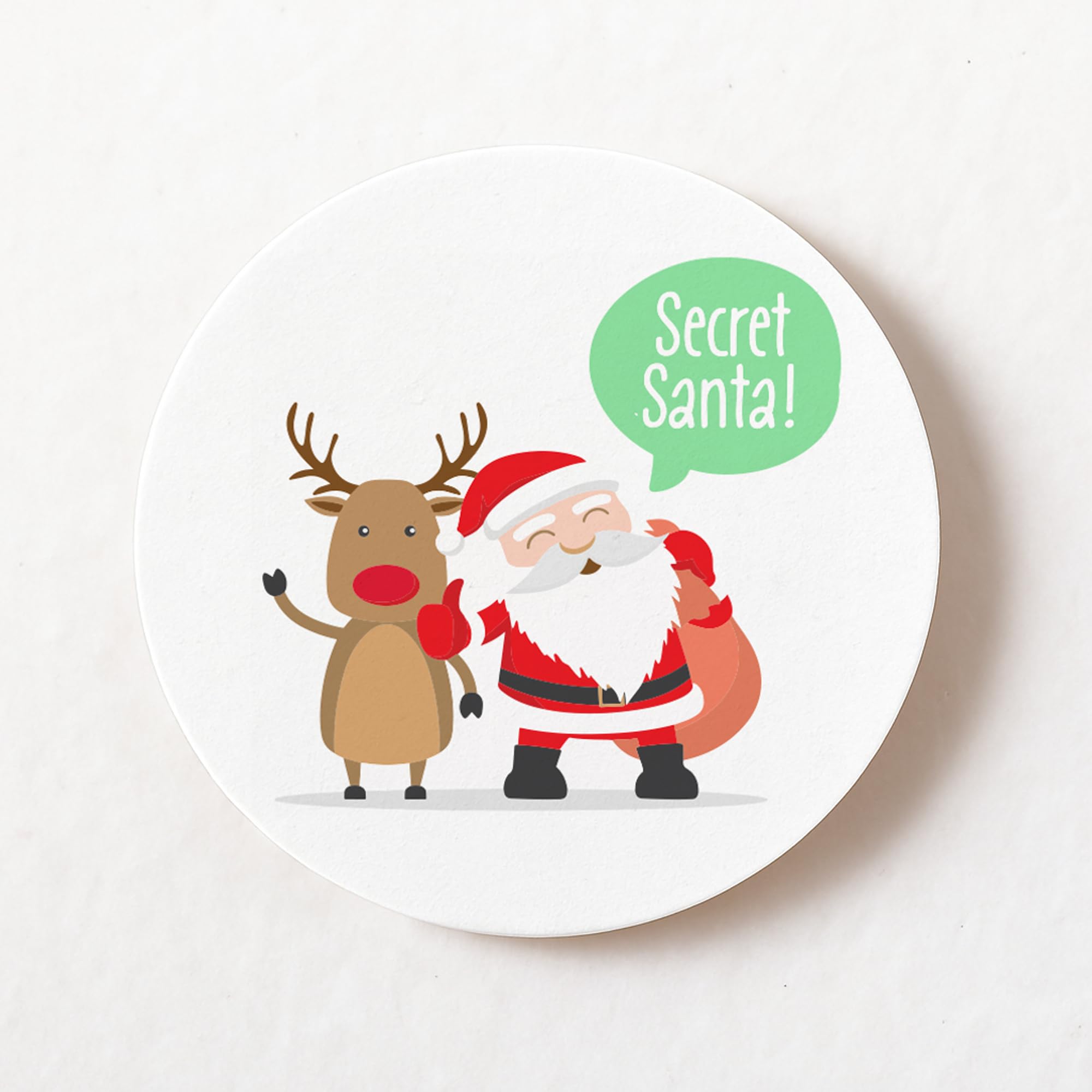 stika.co Secret Santa Stickers – Set of 24, 72, or 240 Round Adhesive Paper Labels – Colourful Craft & Gift Decorations for Cards, Envelopes & Gifts (24)