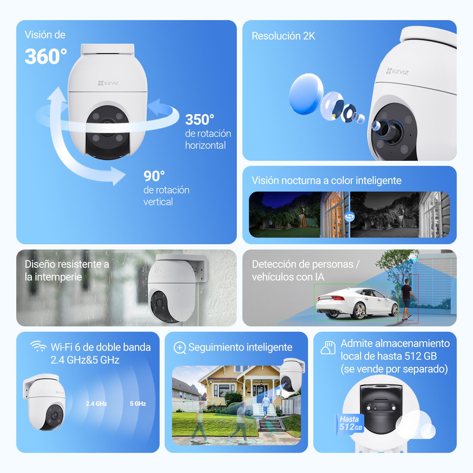 EZVIZ Lotes de CP5 Videoportero WiFi y C8C 3MP Camara de Vigilancia Exterior