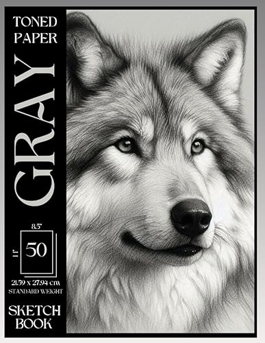 Sketchbook Gray Toned Paper Premium Wolf Aesthetic Sketch Book Drawing Pad for Mixed Media Sketching Artist Grey Scale Sketchpad 50 Sheets 8.5 x 11"