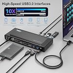 Station d'accueil USB-C WAVLINK pour ordinateurs portables à double moniteur, station d'accueil USB C Displaylink unique 5K/dual 4K@60Hz avec PD 100W, 2xDP, 2xHDMI, 6xUSB 3.0, audio/mic, Ethernet Gigabit pour Mac (M1-M5/Neo)/Windows