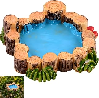 Miniature Blue Pool and Wooden Pile Figurine 1.57 Inch