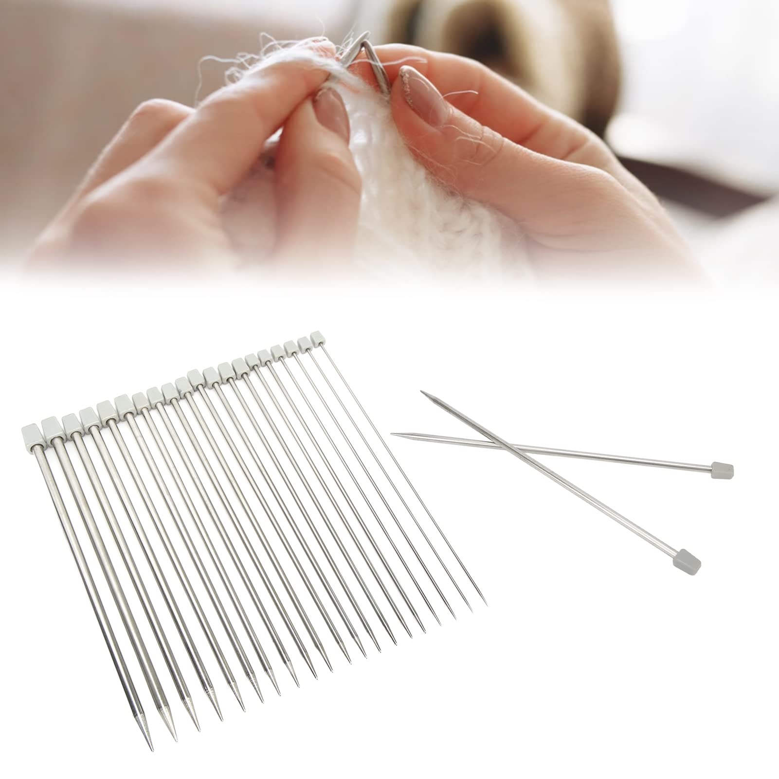 22Pcs Set di Aghi da Maglia in Metallo Lucido 25cm in Acciaio Inossidabile, Knit Weave Craft Strumenti per Cucire Fai da Te Aghi da Maglia Artigianali per Calze, Sciarpe, a Maglia