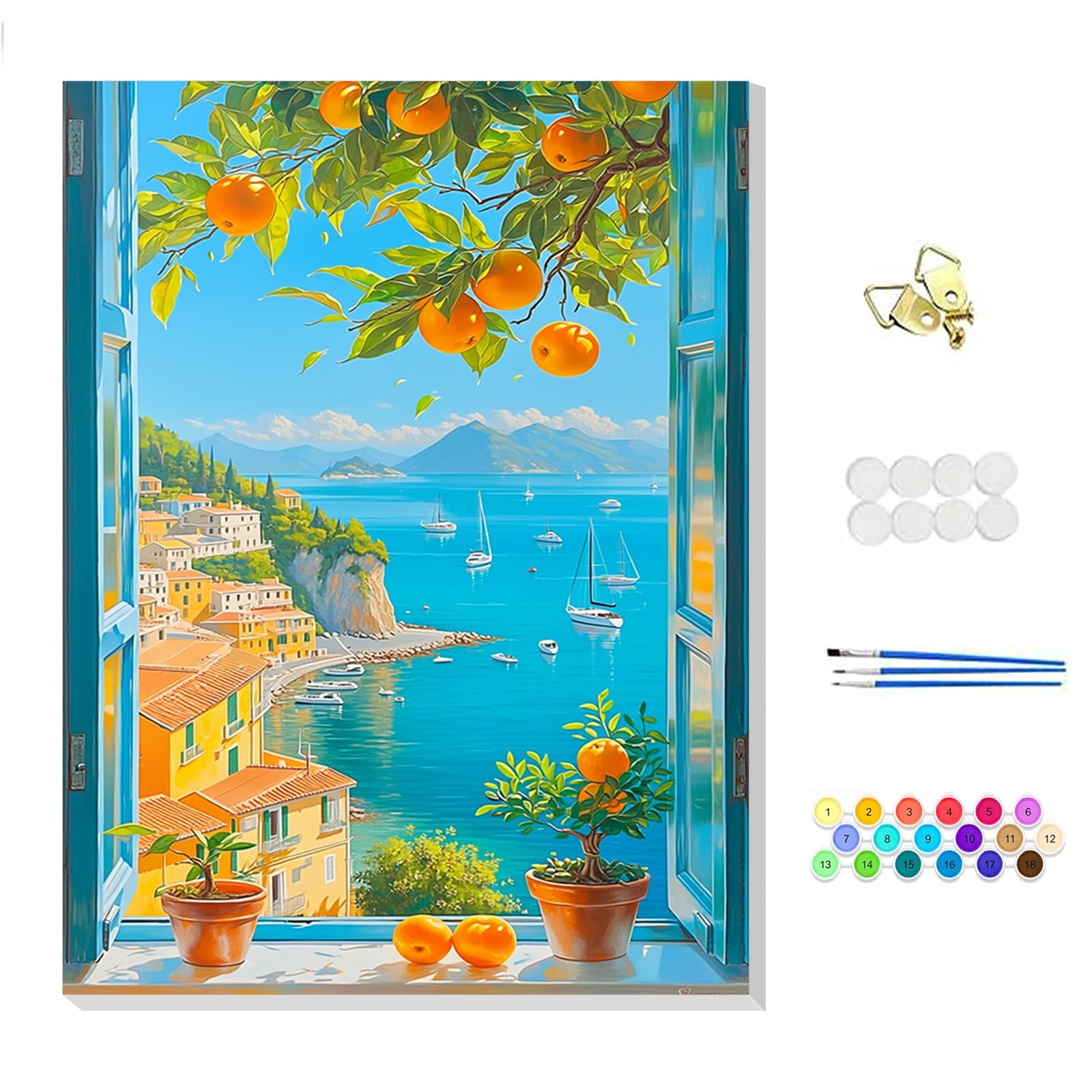 NEWENMO Seaside Landscape Framed Paint by Numbers for Adults 20x30cm