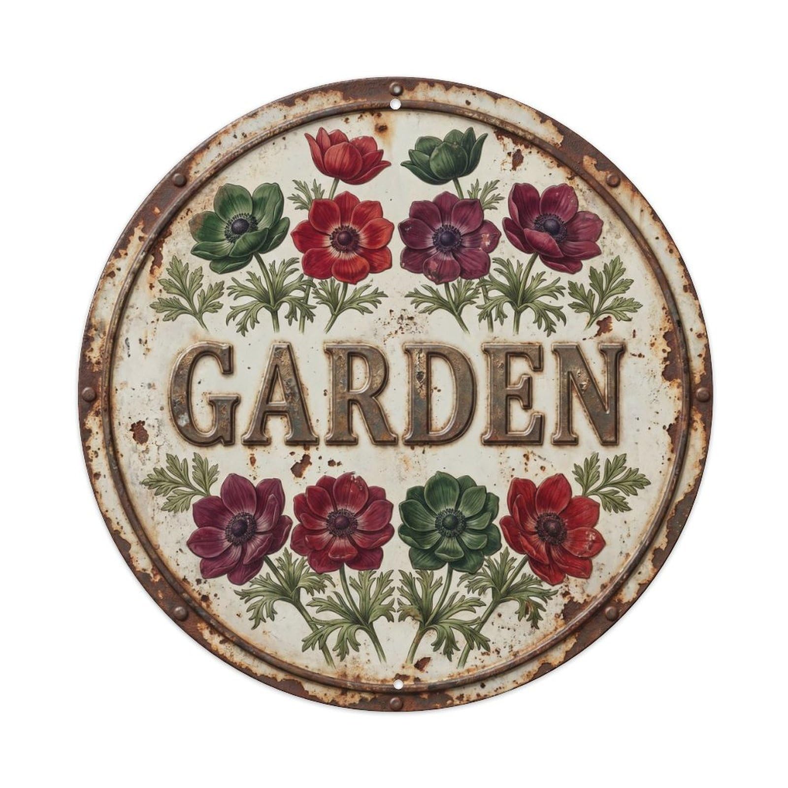 Garden Botanical Floral Outdoor Label Anemone Metal Tin Sign