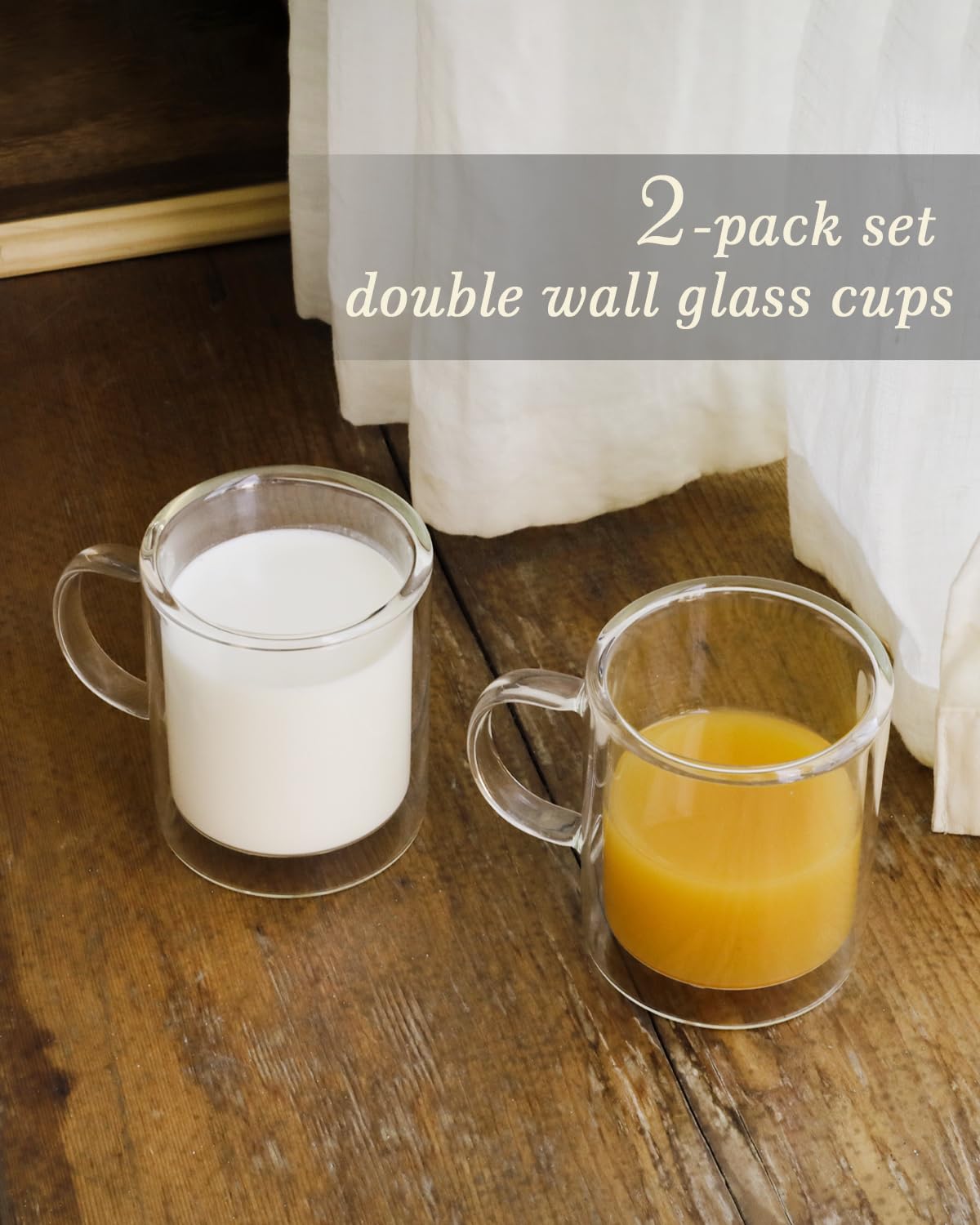 Dubbelwandige glazen koffiemokken met 4 lepels, 11oz set van 4 geïsoleerde glazen... | bol
