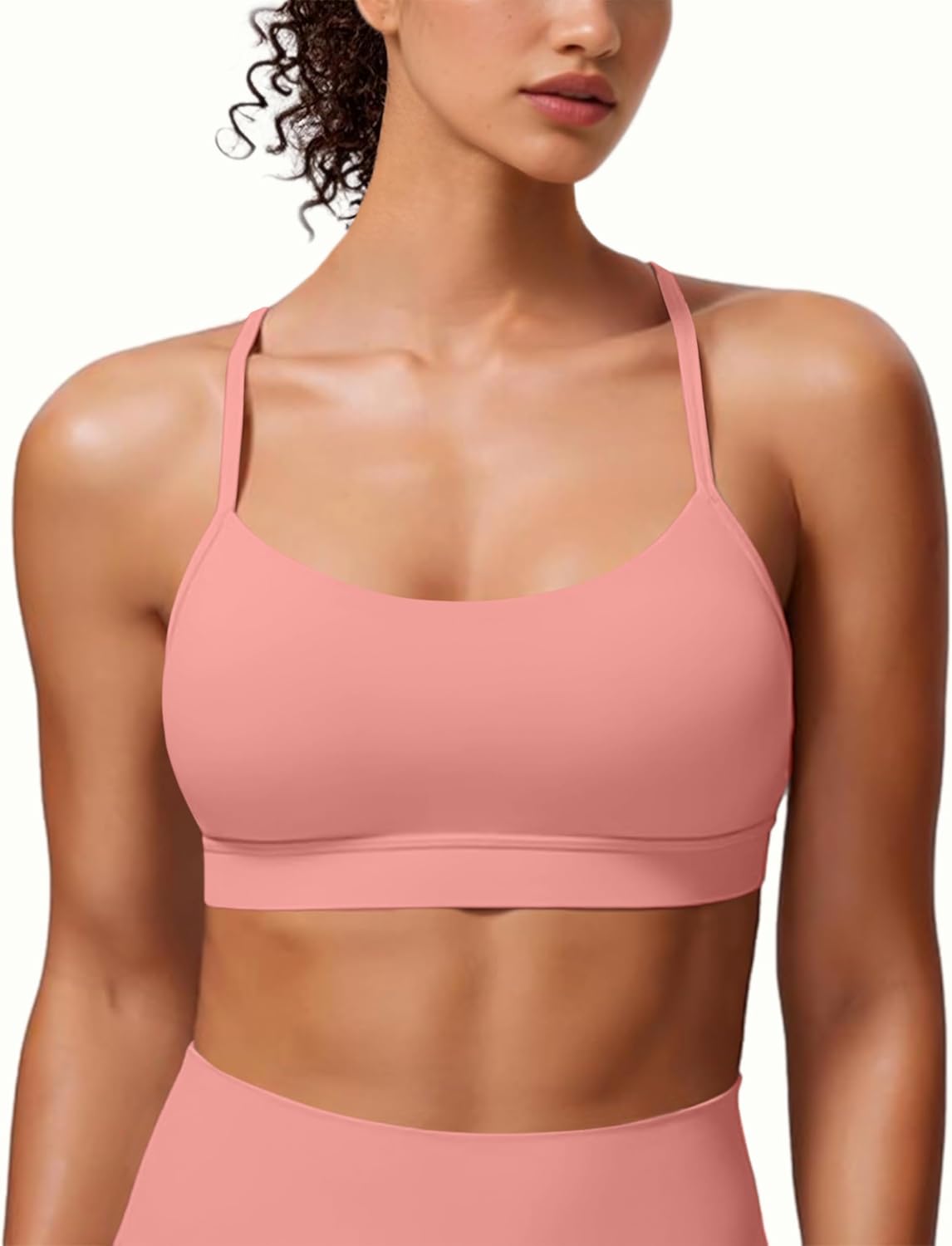 Padded Y-Back Sports Bra for Women - Racerback Low ImpactYoga Workout Top with Spaghetti Strap Pack of 3