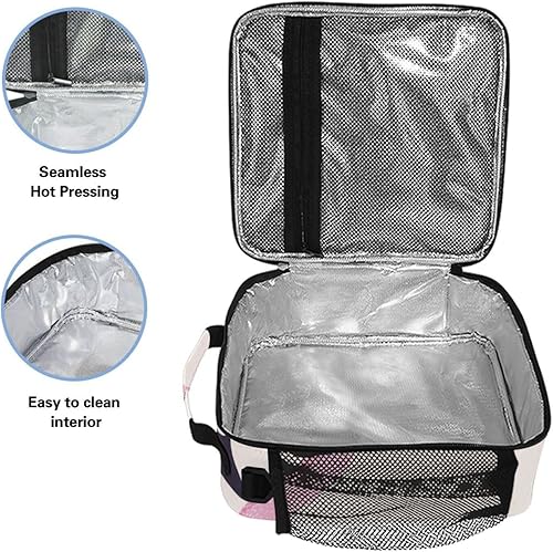 Miniatura 4 de ALAZA Lonchera con diseño de flores de flamenco para niñas y niños, bolsa de almuerzo reutilizable, kit de bolsa de almuerzo congelable, correa para