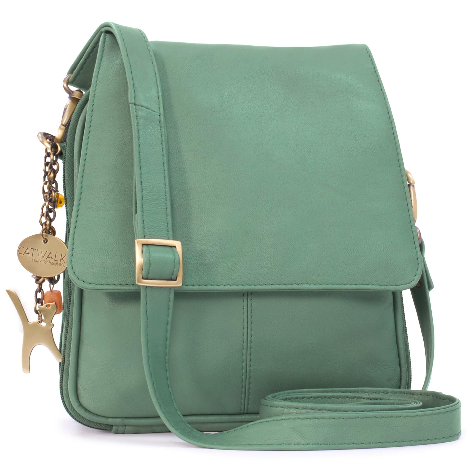 Catwalk Collection Handbags - Borsa a Tracolla Pelle - Messenger Bag Media da Donna - Borsa da Giorno con Multi Scomparto - Metro