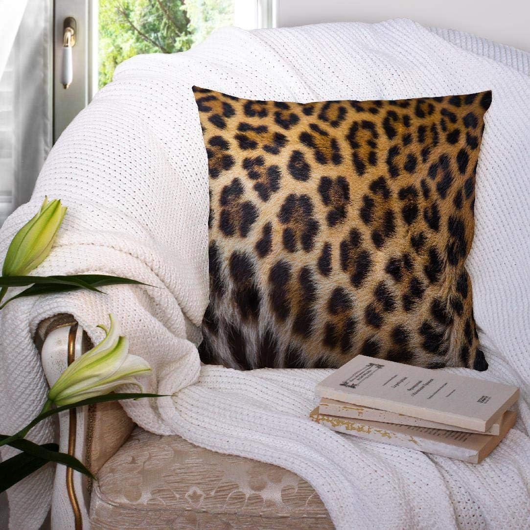 WAYATO Leopard Throw Pillow Covers Body Cushion Rectangle Pillow Cover Beautiful Leopard Pattern Print Abstract Africa Animal Couch Pillow Cover for Living Room 16 x 16 Inch Set of 2 Brown