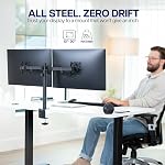 VIVO Dual Monitor Desk Mount, Holds 2 Computer Screens up to 30 inches and 22lbs Each, Heavy Duty Fully Adjustable Steel Stand with C-Clamp and Grommet, Black, STAND-V002 | Black, Articulating, Adjustable Monitor Arm, Grommet or C-Clamp Mounting, Com
