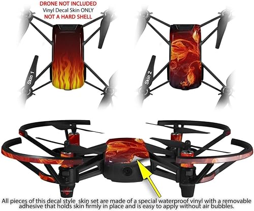 Miniatura 2 de Skin Wrap 2Pack para DJI Ryze Tello Drone Fire en negro Drone No Incluido