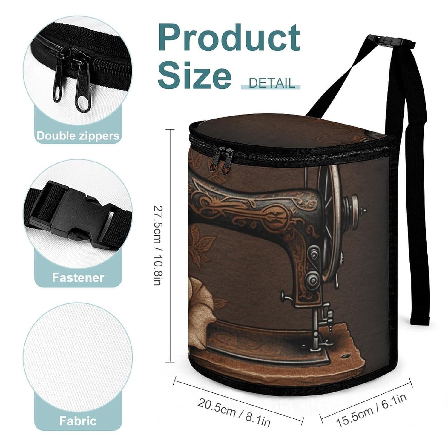 Hanging Car Trash Bag Protable Trash Can Rose and Sewing Machine Waterproof Garbage Bin for Car