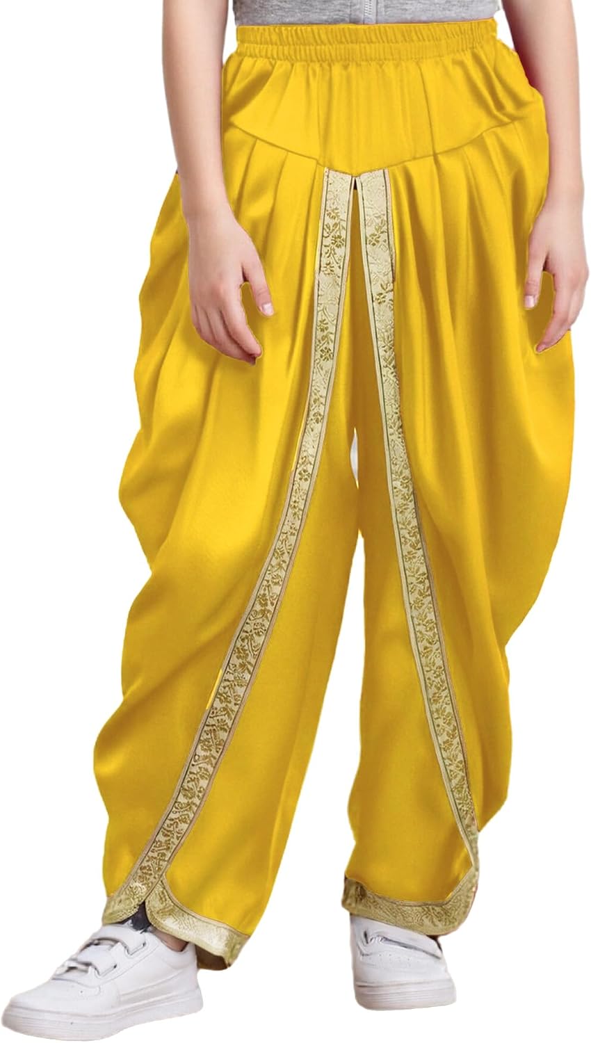 Oyolan Kids Boys Satin Dhoti Pants Indian Traditional Harem Pants Casual Elastic Waist Draped Baggy Yoga Trousers