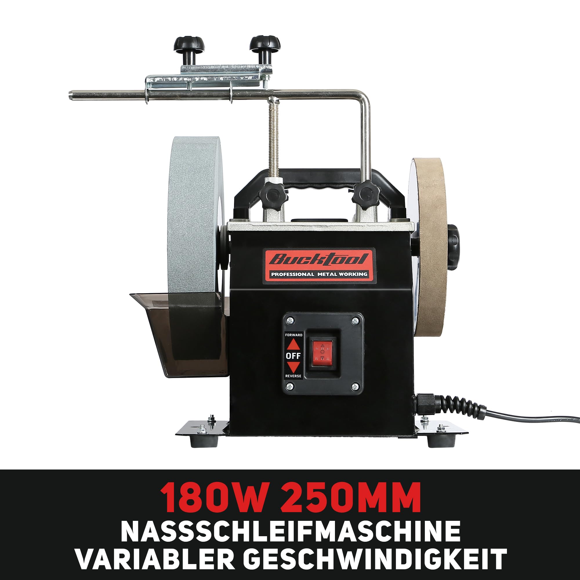 Bucktool SCM8101 Two-Direction Water Cooled Wet and Dry Sharpener 250mm électrique humide pierre meuleuse, système d'aiguisage et d'affûtage 180W, machine de meulage refroidie par eau 230~240V