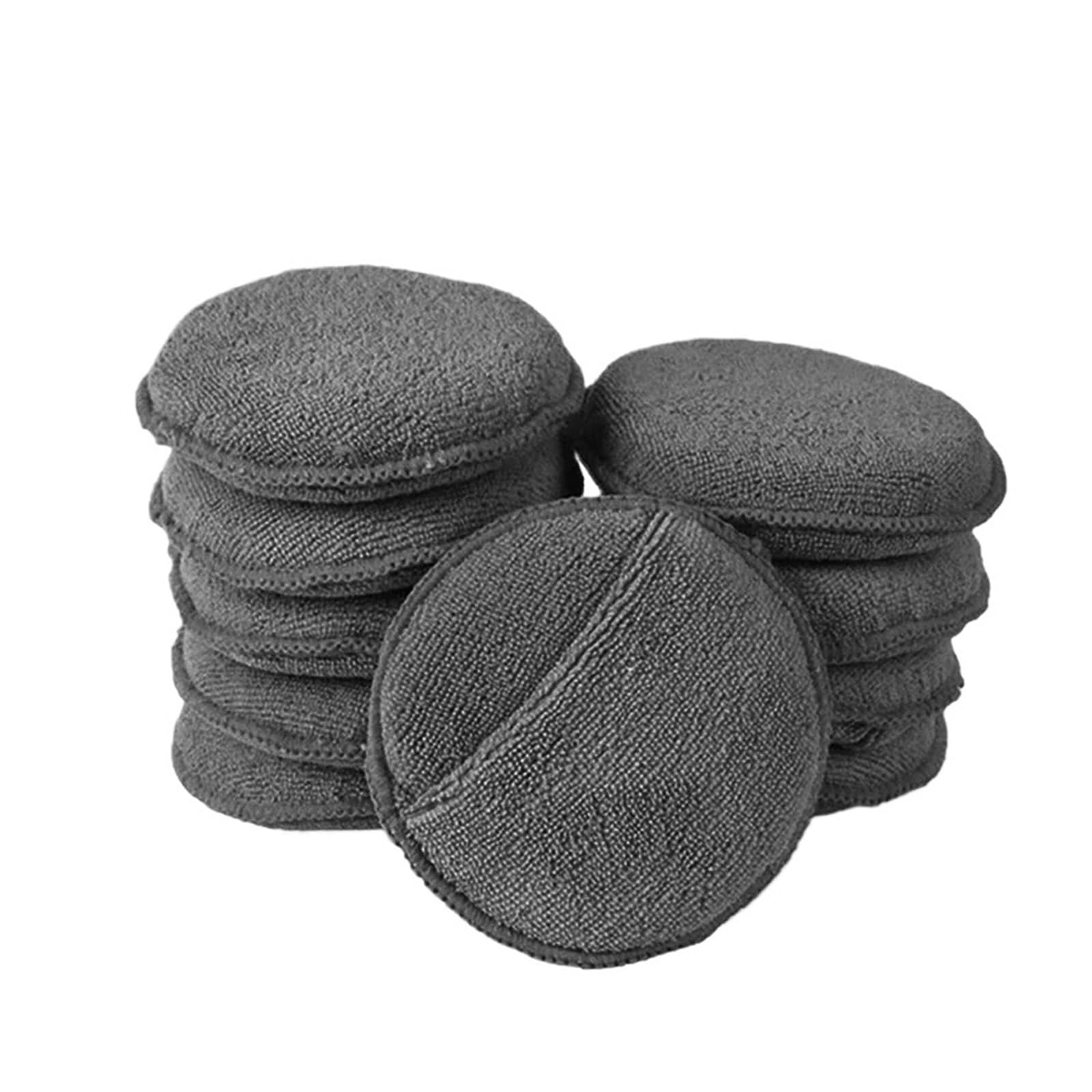 Genérico Almohadillas aplicadoras detalladas de Coches, Esponja Pulido y Encerado for el Cuidado del Coche, Bolsa Redonda Microfibra Suave, Espuma, Herramientas Limpieza(10pcs Grey)