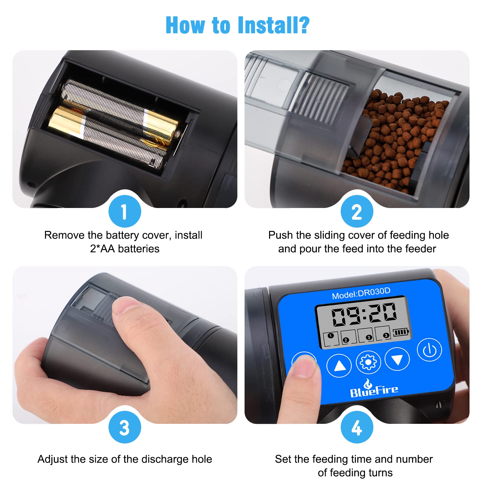 Aquarium Auto Feeder BlueFire - Timer Food Dispenser With LCD For ...