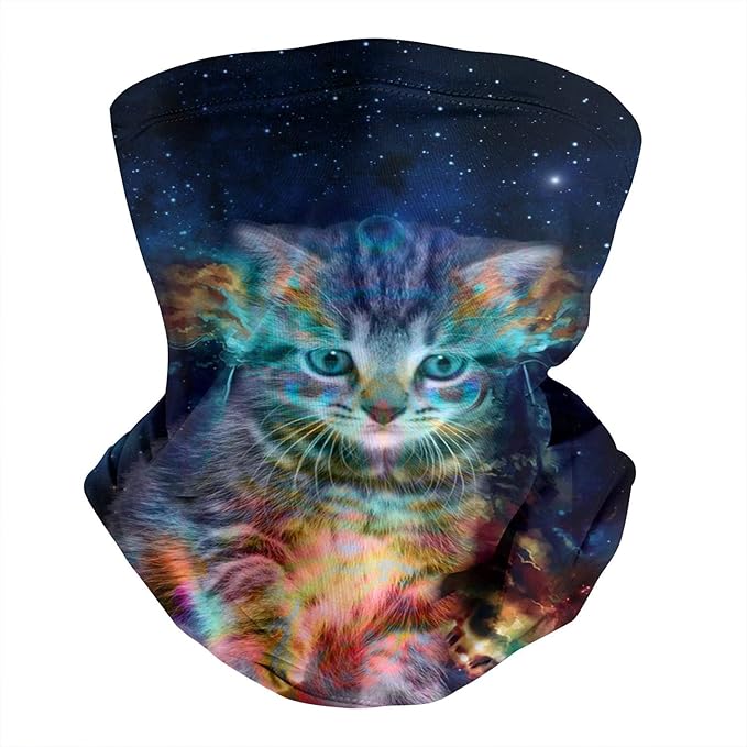 Universe Bengal Cat Face Mask for Men Women Seamless Neck Gaiters ...