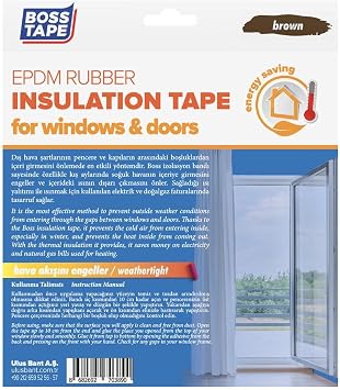 Boss Tape EPDM Kauçuk Pencere Kapi Izolasyon Bandi, 5mm X 15mm X 5mt Boyut, Kahverengi