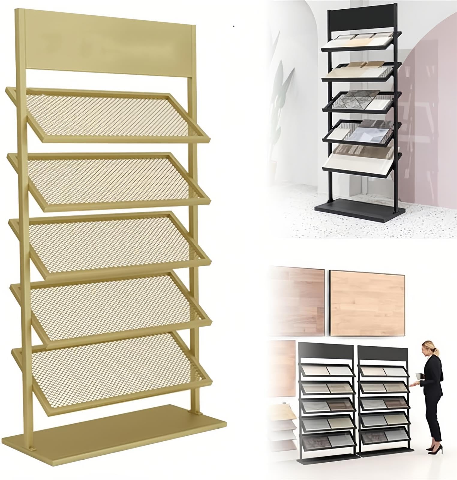 5-poziomowy stojak na próbki płytek ceramicznych i porcelanowych, oszczędzający miejsce stojak podłogowy do materiałów budowlanych, idealna gablota dla sklepów z rękodziełem