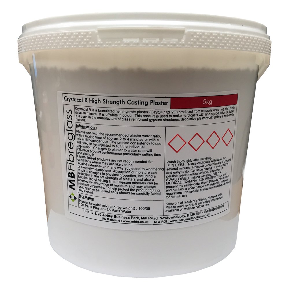 Polycraft Crystacal R Hard White High Strength Casting Plaster, Professional-Grade Gypsum for Art, Crafts and Industrial Use, Perfect for Sculptures, Moulds - 5kg