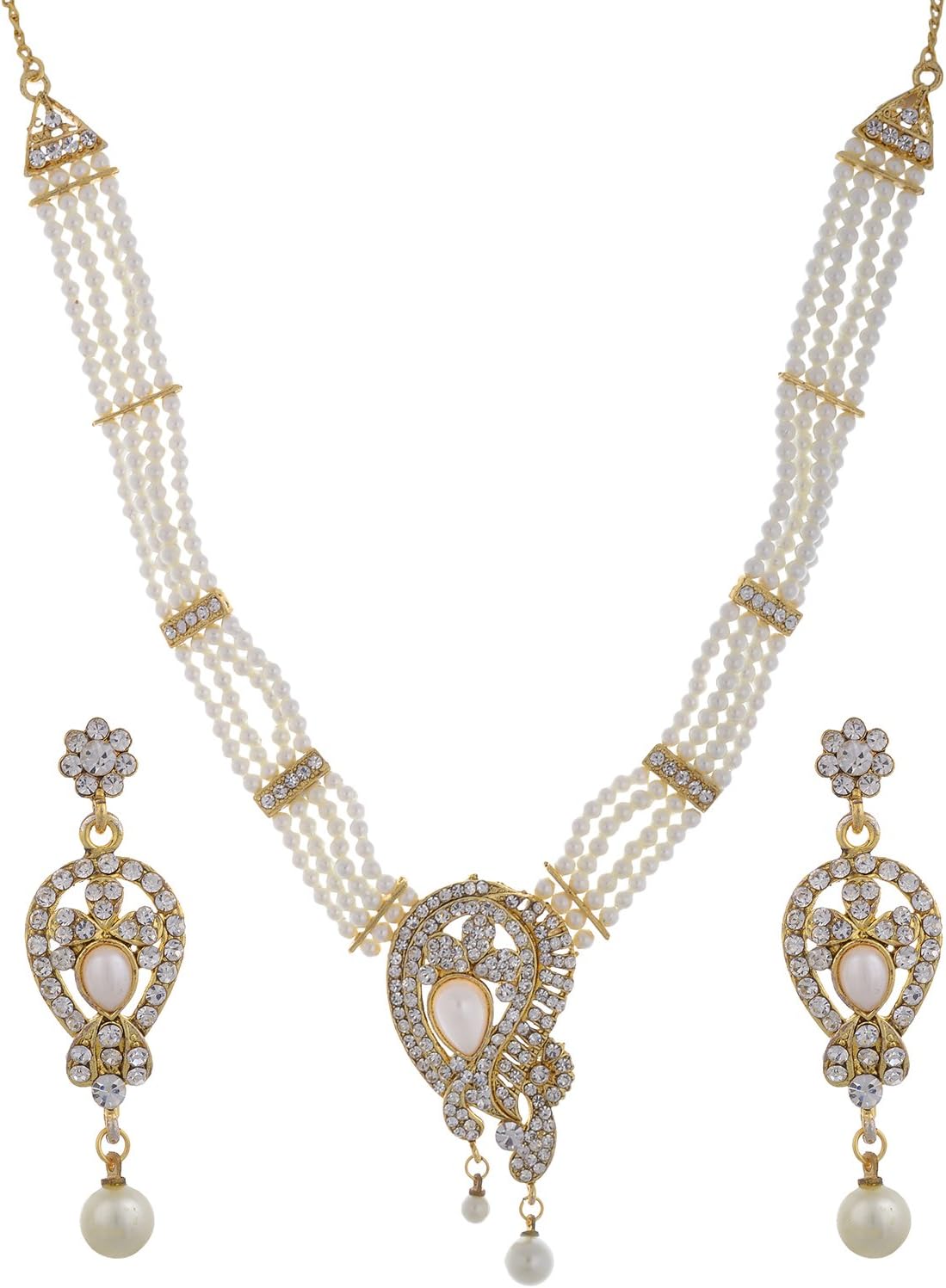 Mahavir Enterprise Pearl Alloy Jewellery Set for Women (VPeralset-6)