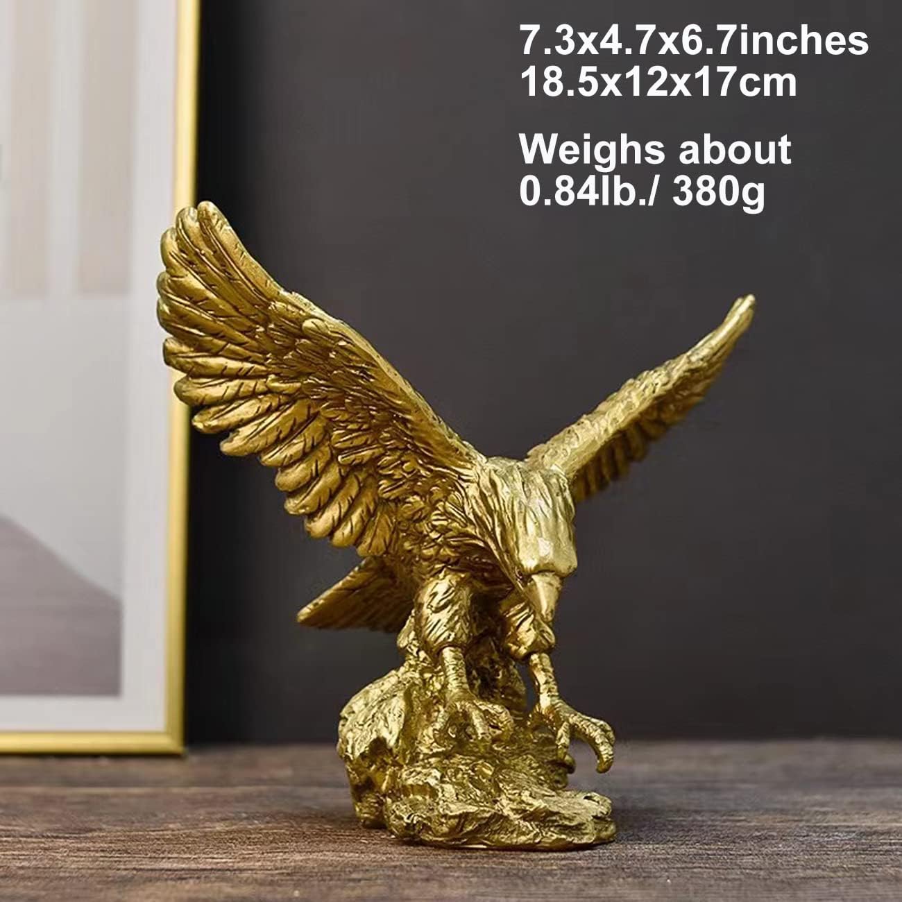 DESHINTKE Golden Eagle Resin Ornaments Statue, Golden Eagle Sculpture Modern Home Office Figurine Decor Desktop Decoration (Golden 1)