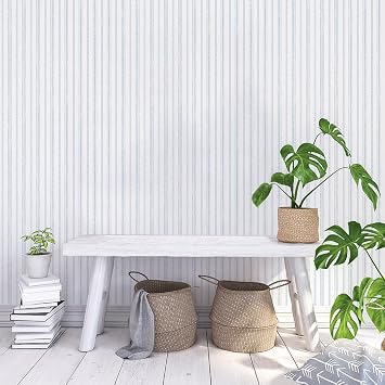 Tempaper Aqua Nautical Stripe Removable Peel and Stick Wallpaper, 20.5 in X 16.5 ft, Made in The USA